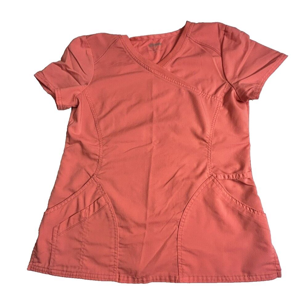 Scrubstar Premium Women's Orange Mock Wrap Scrub Top, Size‎ Small-401